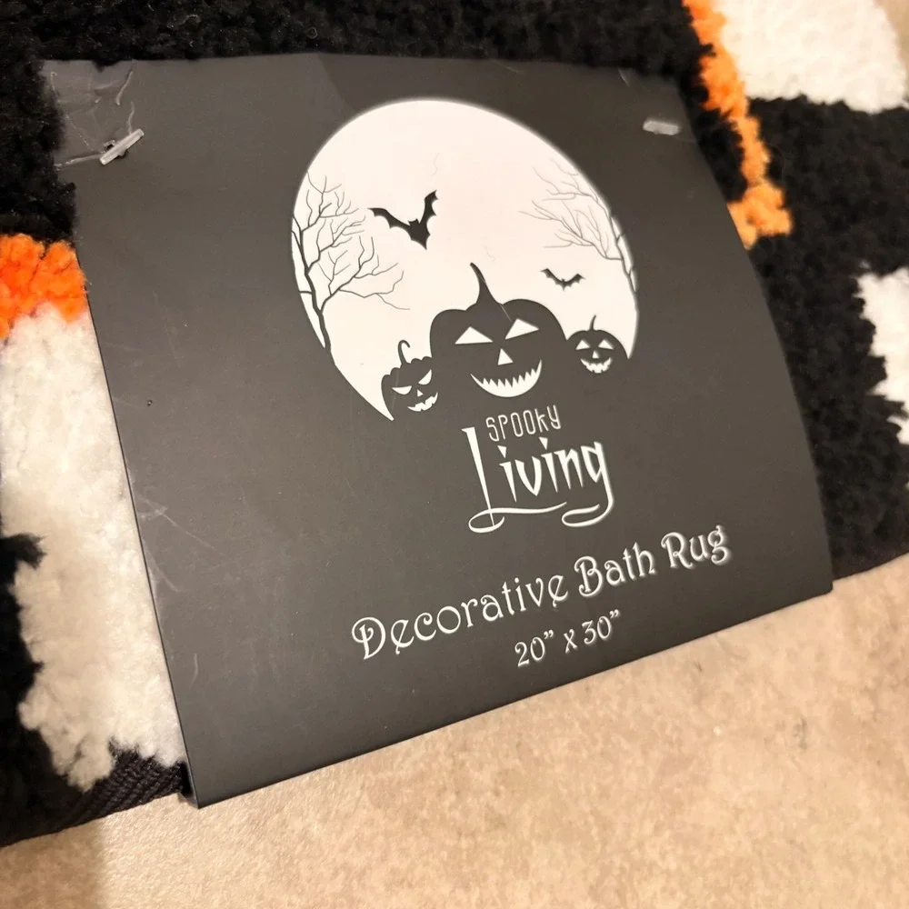 Spooky Living Bad Witch Energy Bath Rug Halloween Decor Black Orange 20x30 NEW